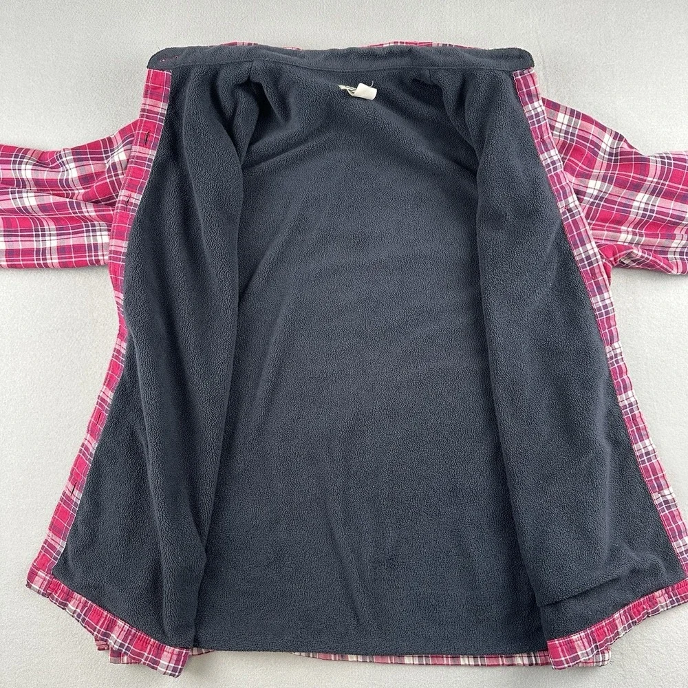 L.L. Bean Women's Pink Plaid Fleece Lined Size Medium Shirt Jacket Shacket‎